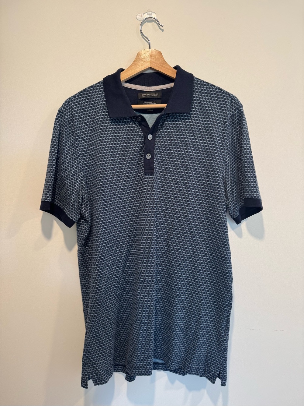 Banana Republic Men’s Navy Geo-Print Polo Shirt